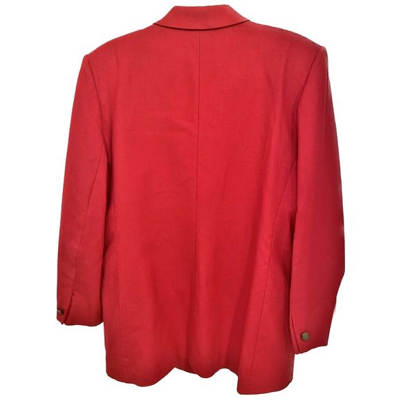 Talbots Ruby Red Worsted Wool Blazer Jacket Single Button Sz 16 Valentine's Day - Picture 2 of 7